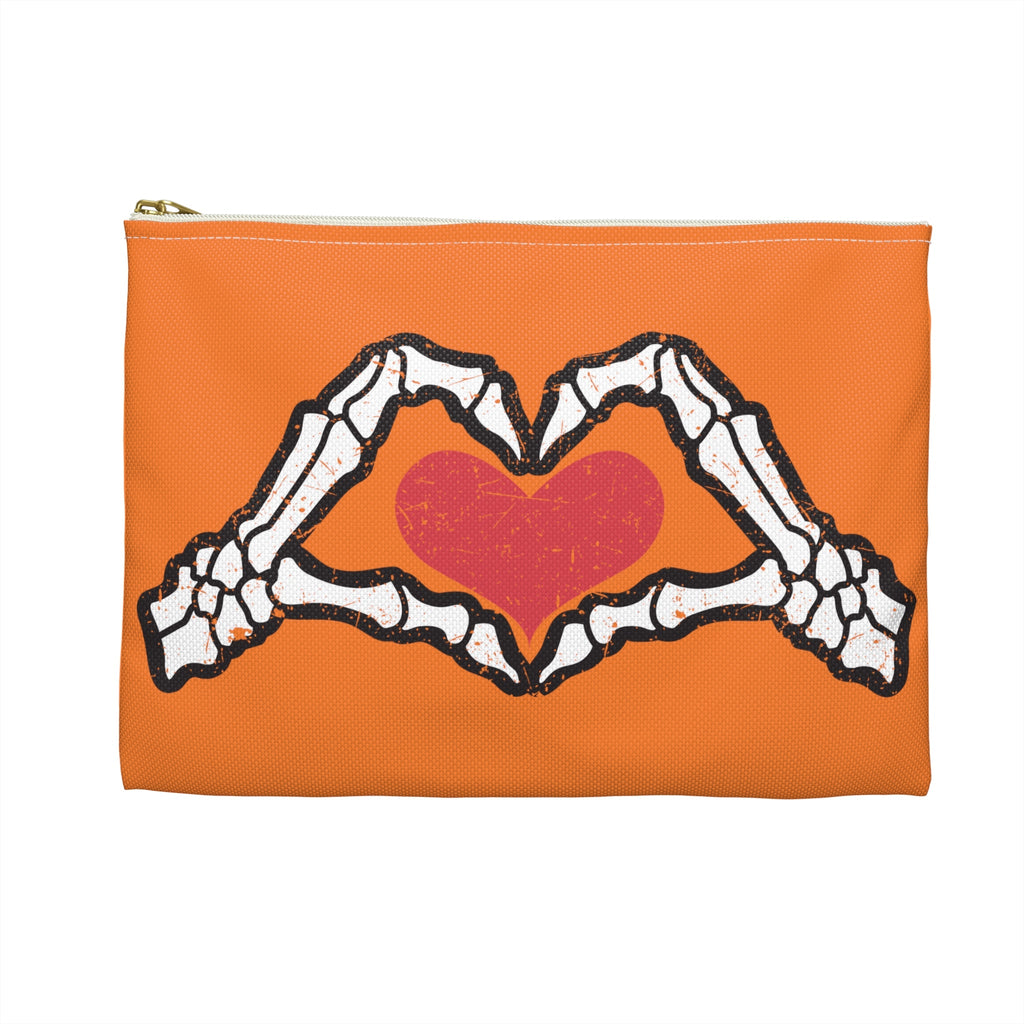 Skeleton Heart Hands Distressed Style Halloween Print Polyester Accessory Pouch Travel Bag
