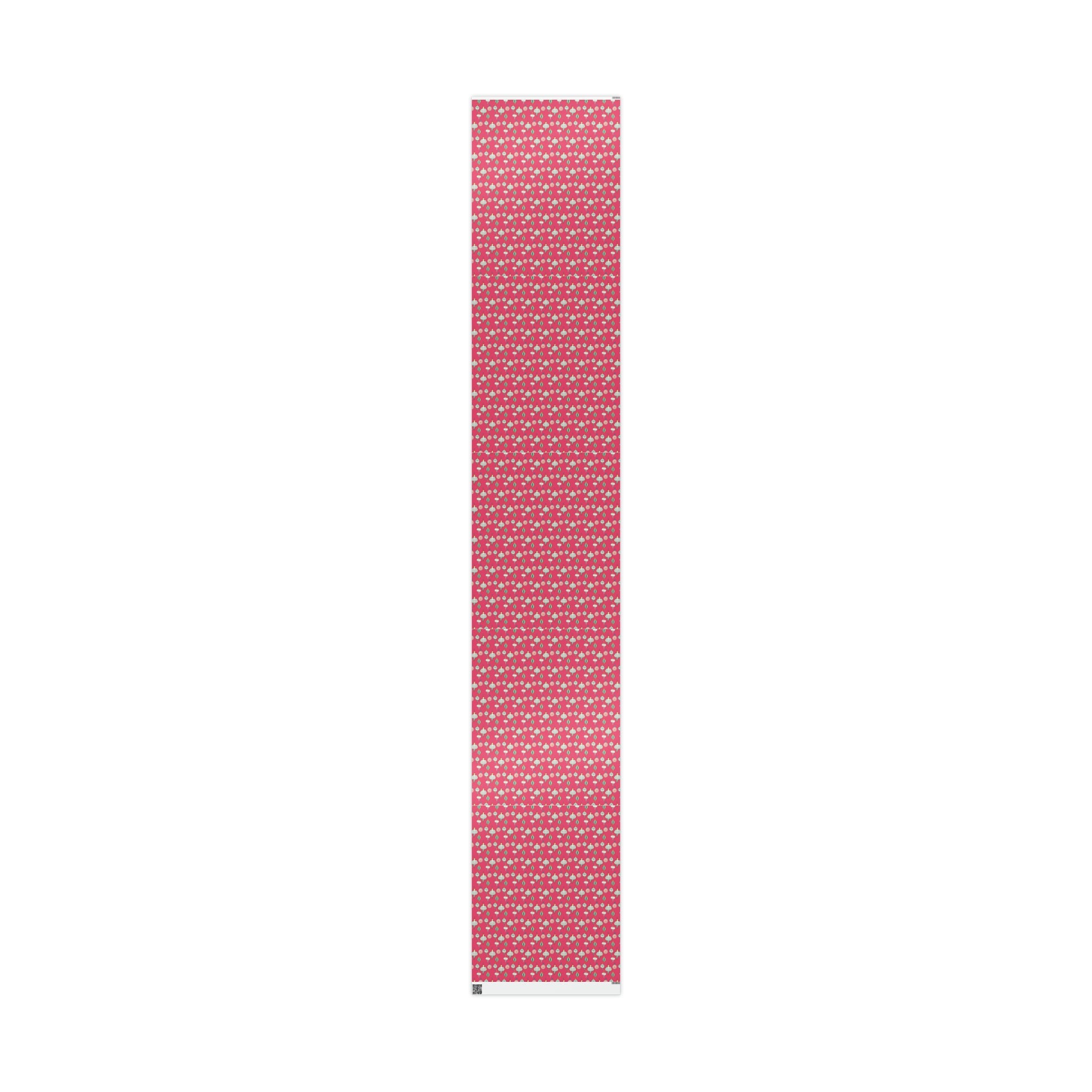 Greetings Christmas Ornaments Pink Retro Style Christmas Holiday Gift Wrap Paper - Glossy Or Matte