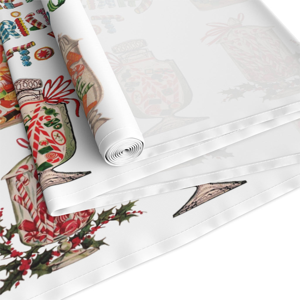 Merry Christmas To You Candy Retro Polyester Table Runner
