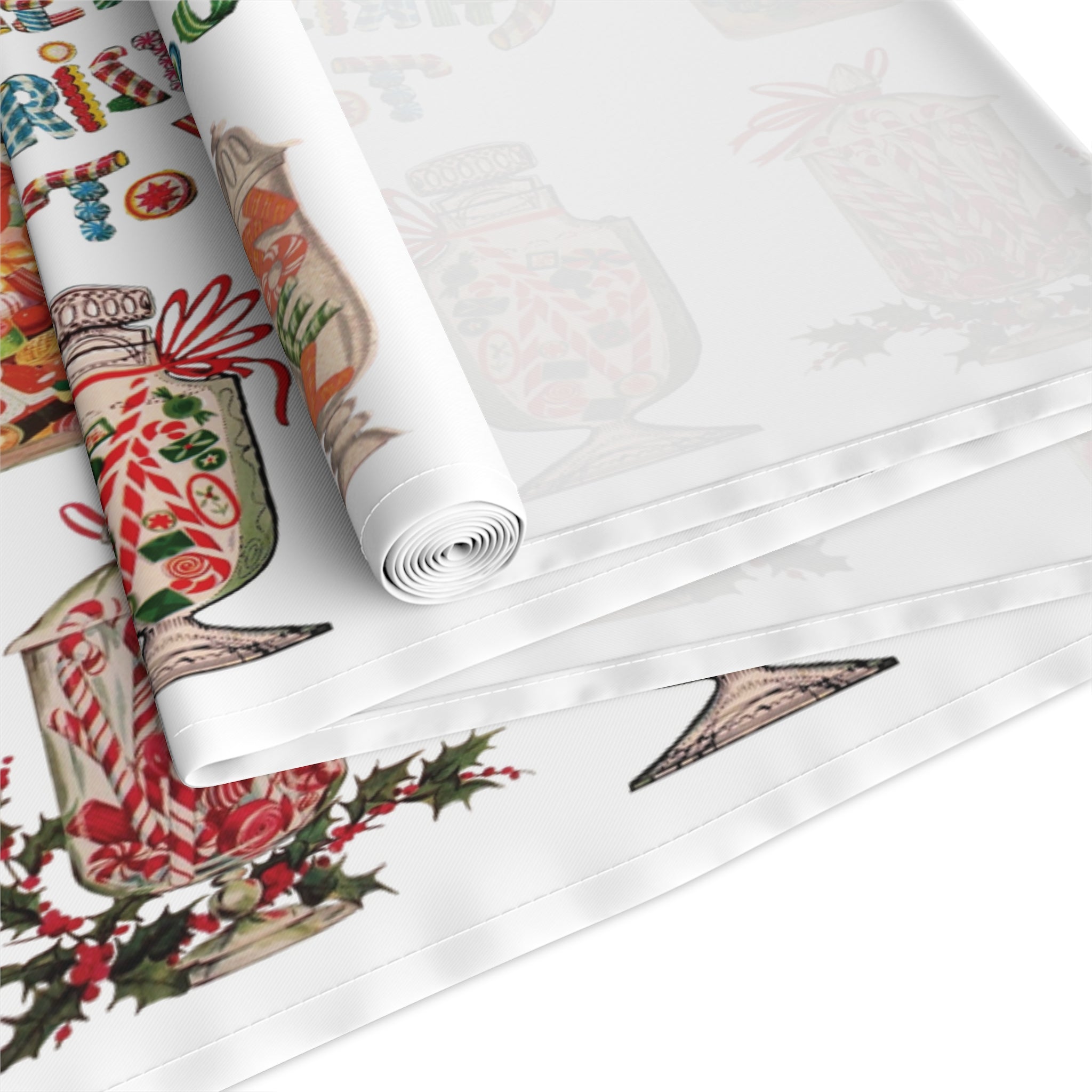 Merry Christmas To You Candy Retro Polyester Table Runner