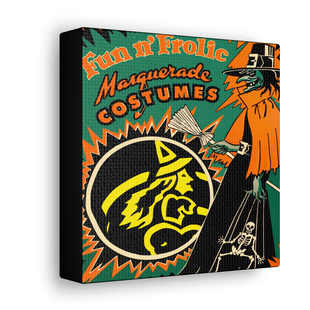 Fun N' Frolic Masquerade Costume Green Witch Halloween Retro Print Canvas Gallery Wraps