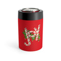 Joy Candy Cane Red Mid Century Retro Christmas Print Stainless Steel Can Holder