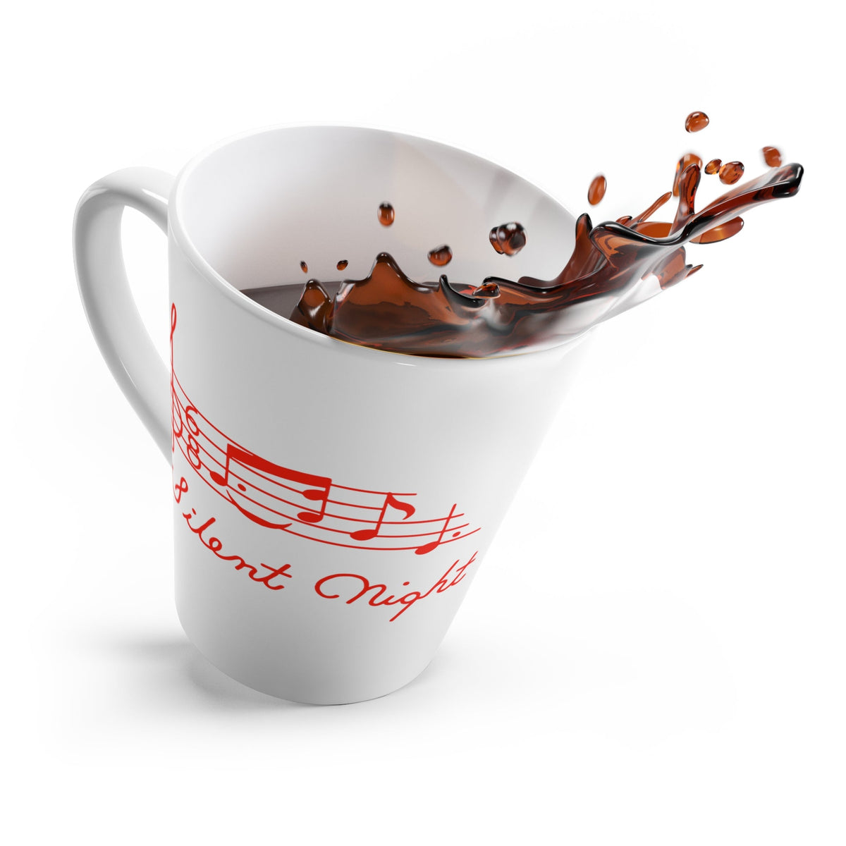 Silent Night Music Mid Century Retro Christmas Print Latte Coffee Mug