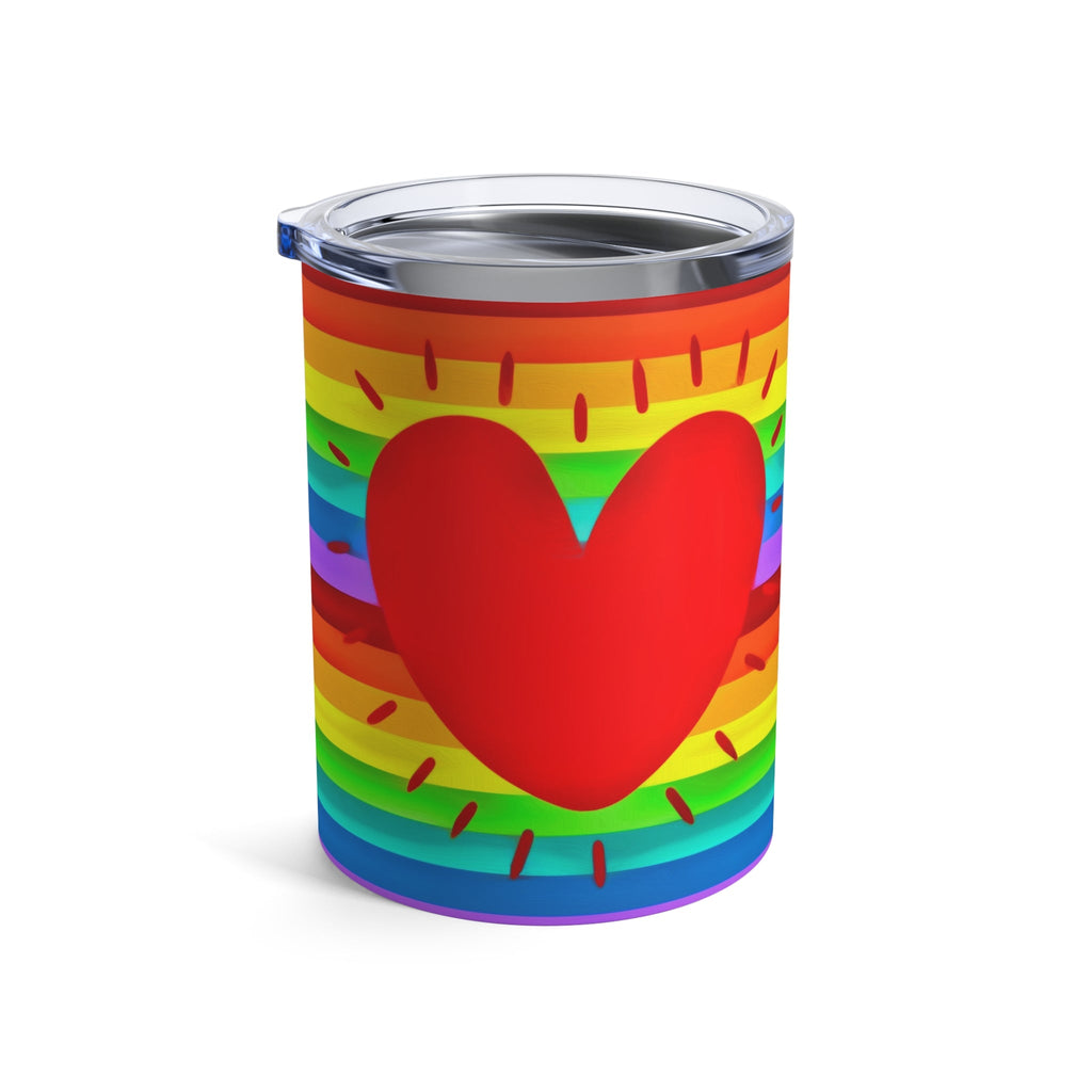 Rainbow Heart Love Pride Stainless Steel Tumbler 10oz
