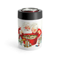 Santa And Mrs. Claus Making Christmas Cheer Retro Christmas Print Stainless Steel Can Holder