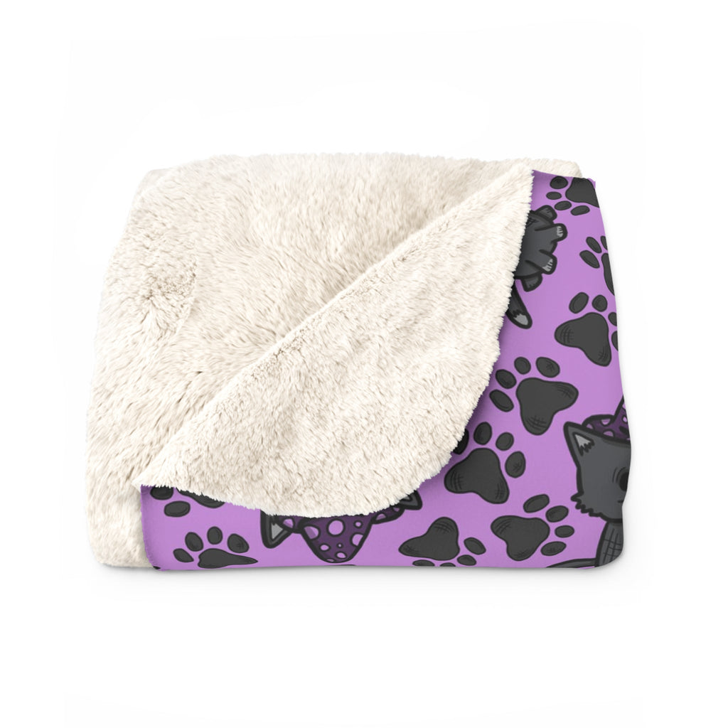 Witchy Kitties Purple Halloween Sherpa Fleece Blanket