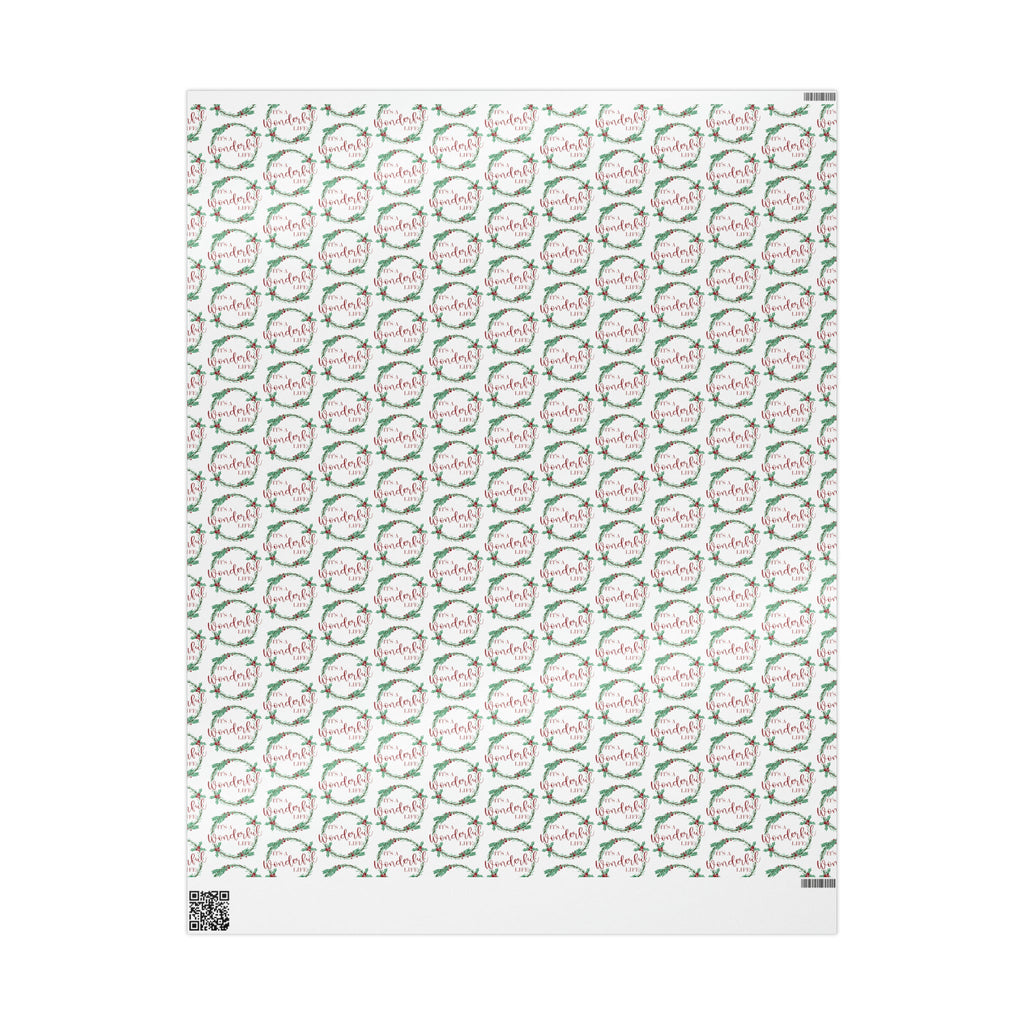 It's A Wonderful Life Christmas Wreath Retro Style Holiday Gift Wrap Paper - Glossy Or Matte