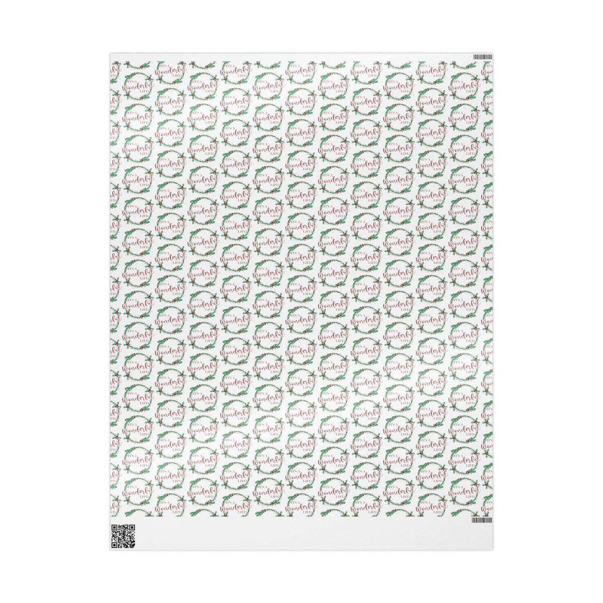 It's A Wonderful Life Christmas Wreath Retro Style Holiday Gift Wrap Paper - Glossy Or Matte