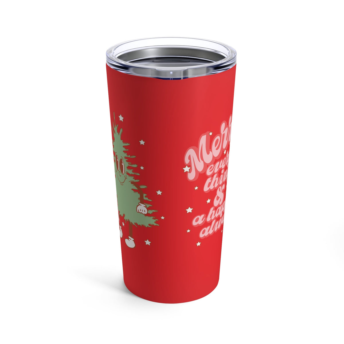 Merry Everything And Happy Always Cute Christmas Tree Retro Style Christmas Stainless Steel Tumbler 20oz