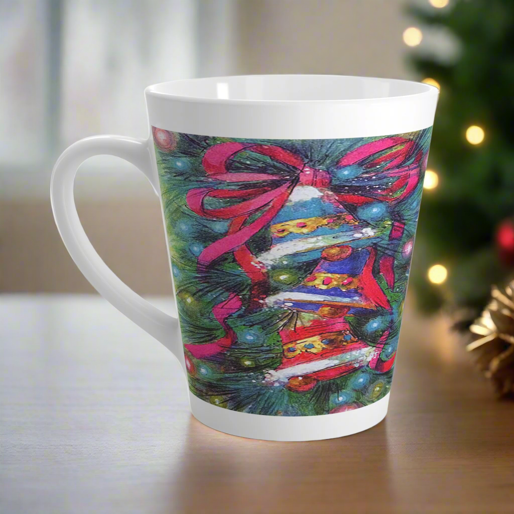 Christmas Bells Mod Retro Latte Coffee Mug