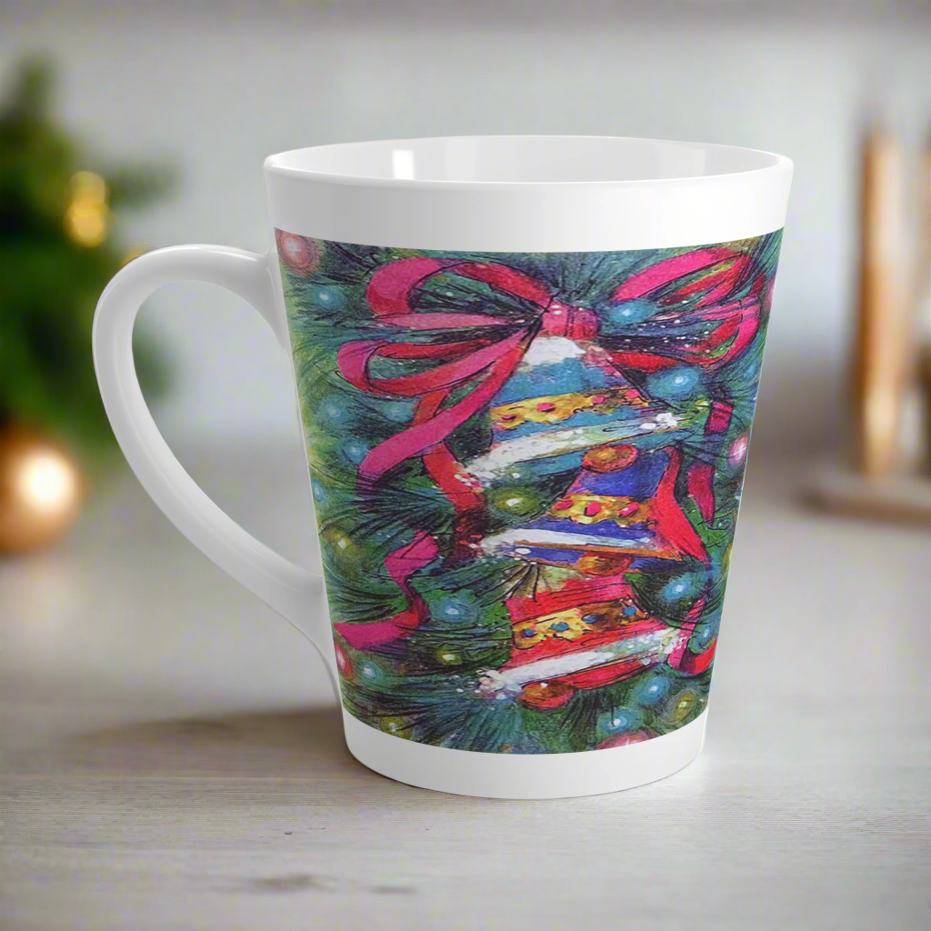 Christmas Bells Mod Retro Latte Coffee Mug