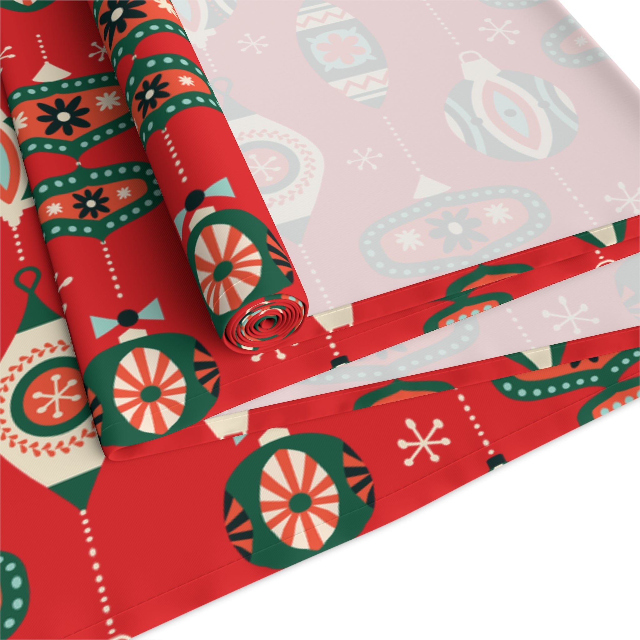 Atomic Christmas Ornaments Mid Century Retro Style Christmas Table Runner
