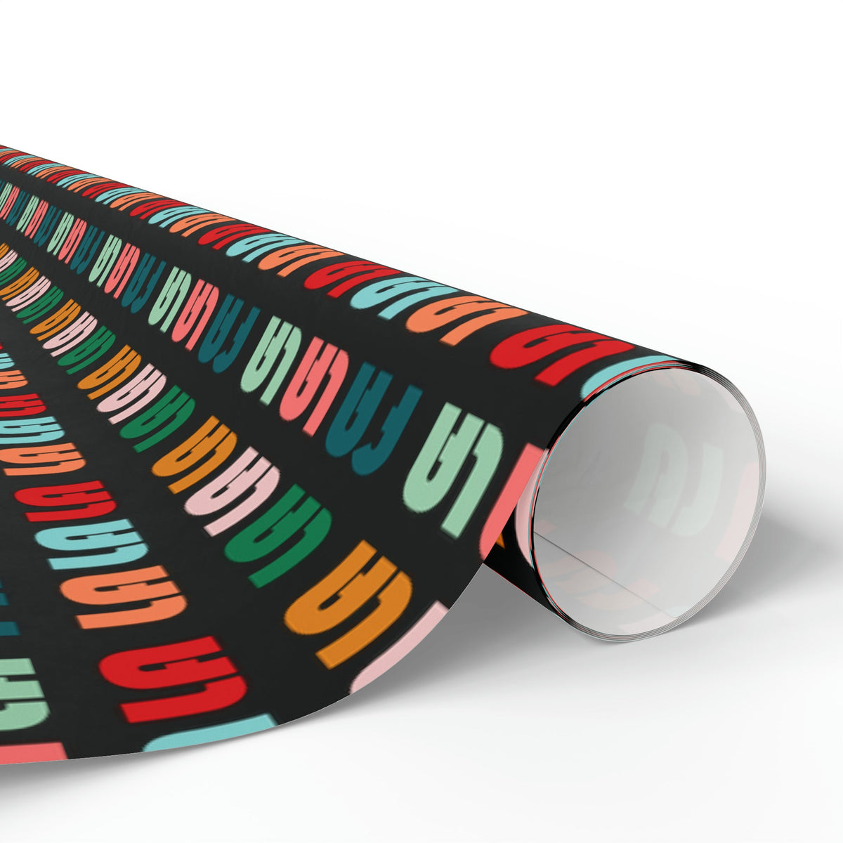 Fa La La La Black Retro Style Christmas Print Holiday Gift Wrap Paper - Glossy Or Matte