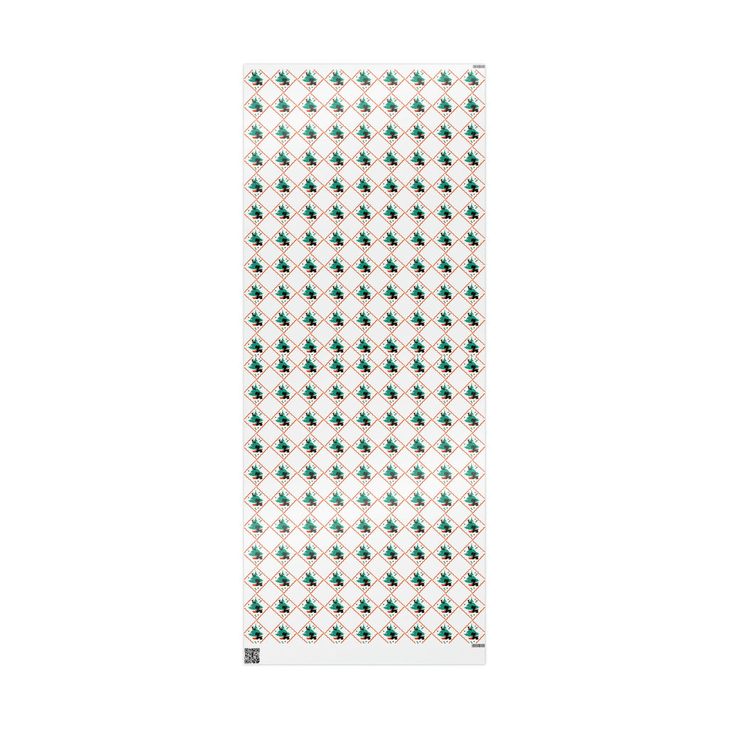 Christmas Scottie Blackbird Tree Mid Century Retro Christmas Print Holiday Gift Wrap Paper - Glossy Or Matte