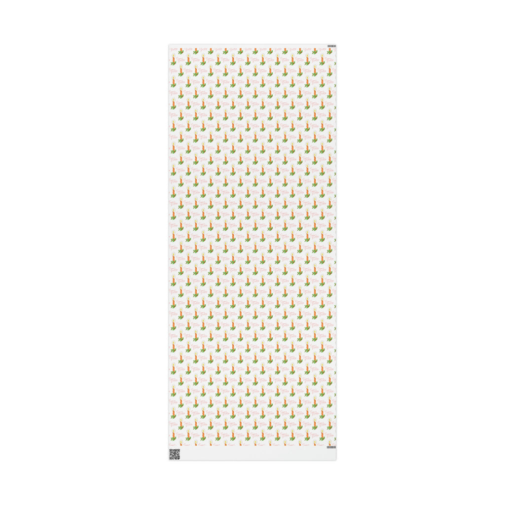Season's Greetings Christmas Candle With Holly Retro Style Christmas Print Holiday Gift Wrap Paper - Glossy Or Matte