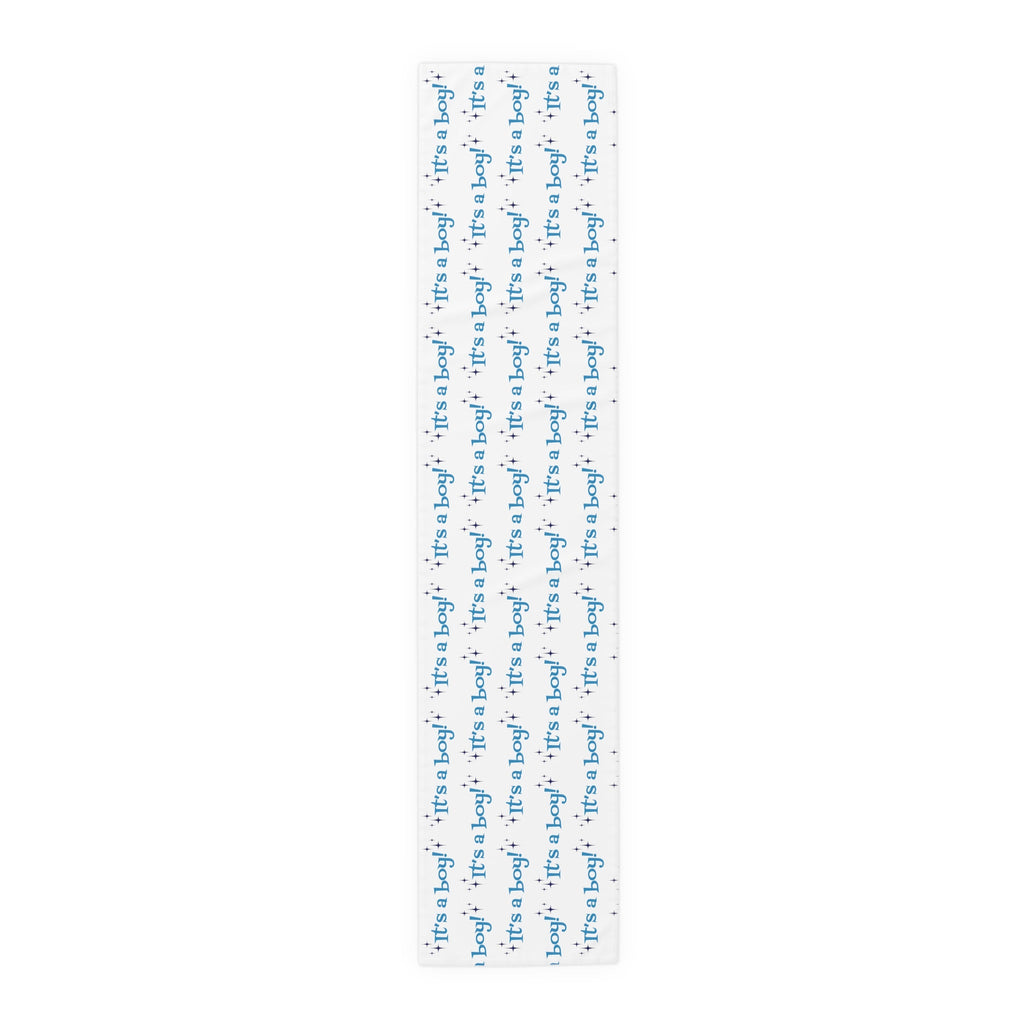 It's A Boy Starburst Atomic Mid Century Retro Style Baby Shower Table Runner - Cotton Or Polyester