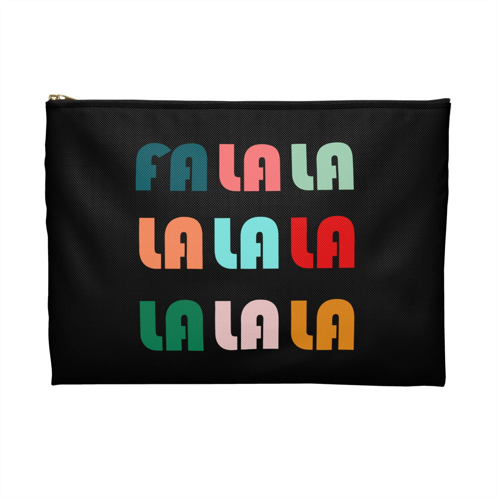 Fa La La La Black Retro Style Christmas Print Polyester Accessory Pouch Travel Bag