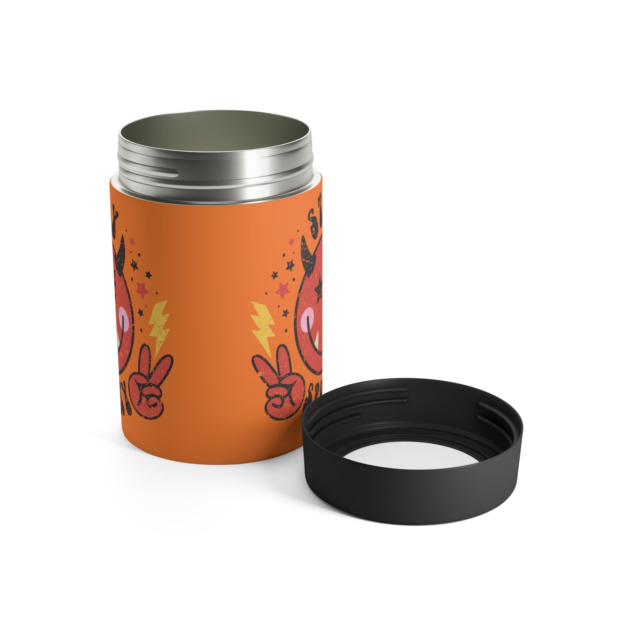 Stay Spooky Cute Devil Halloween Distressed Print Stainless Steel Can Holder