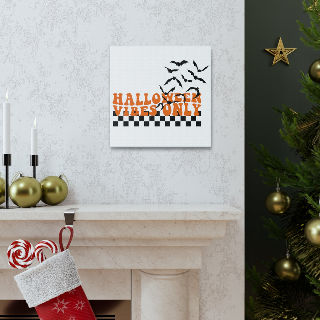 Halloween Vibes Only Bats Retro Style Canvas Gallery Wrap