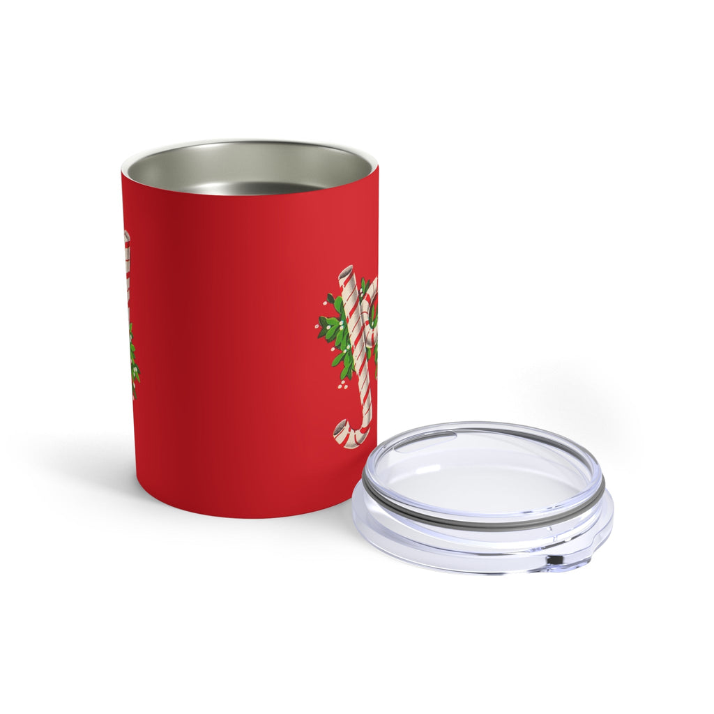 Joy Candy Canes Mid Century Retro Christmas Print Stainless Steel Tumbler 10oz