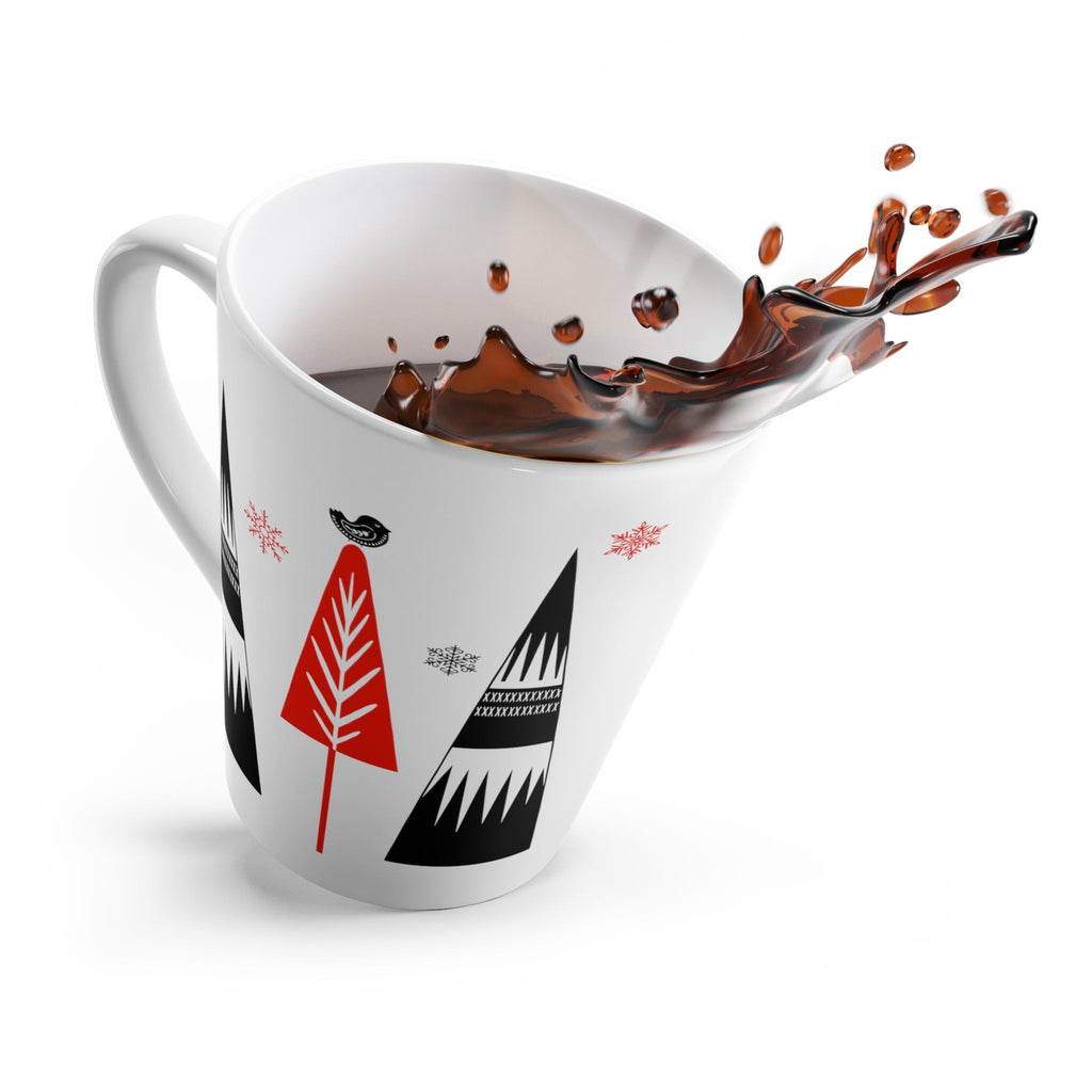 Christmas Bird And Trees Retro Christmas Print Latte Coffee Mug