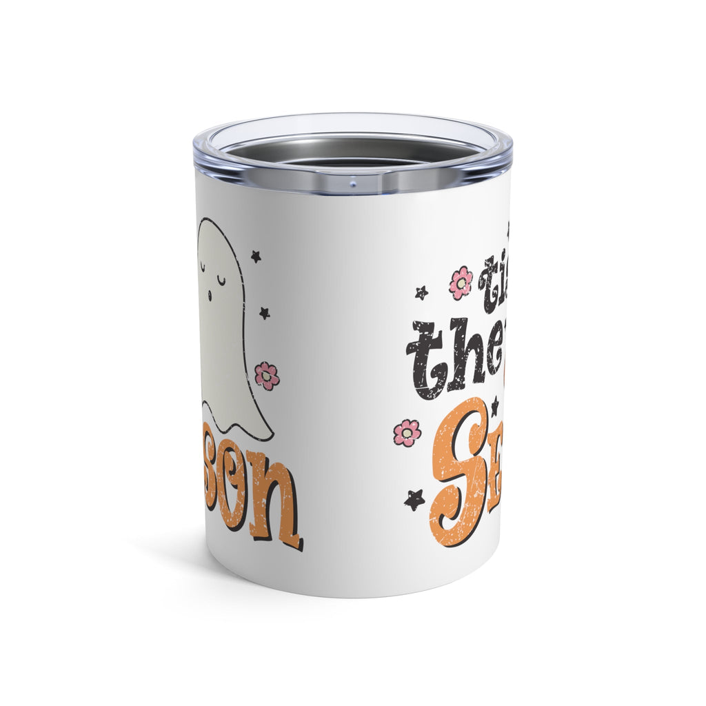 Tis The Season Trick Or Treat Ghost Distressed Halloween Print Autumn Retro Style Stainless Steel Tumbler 10oz