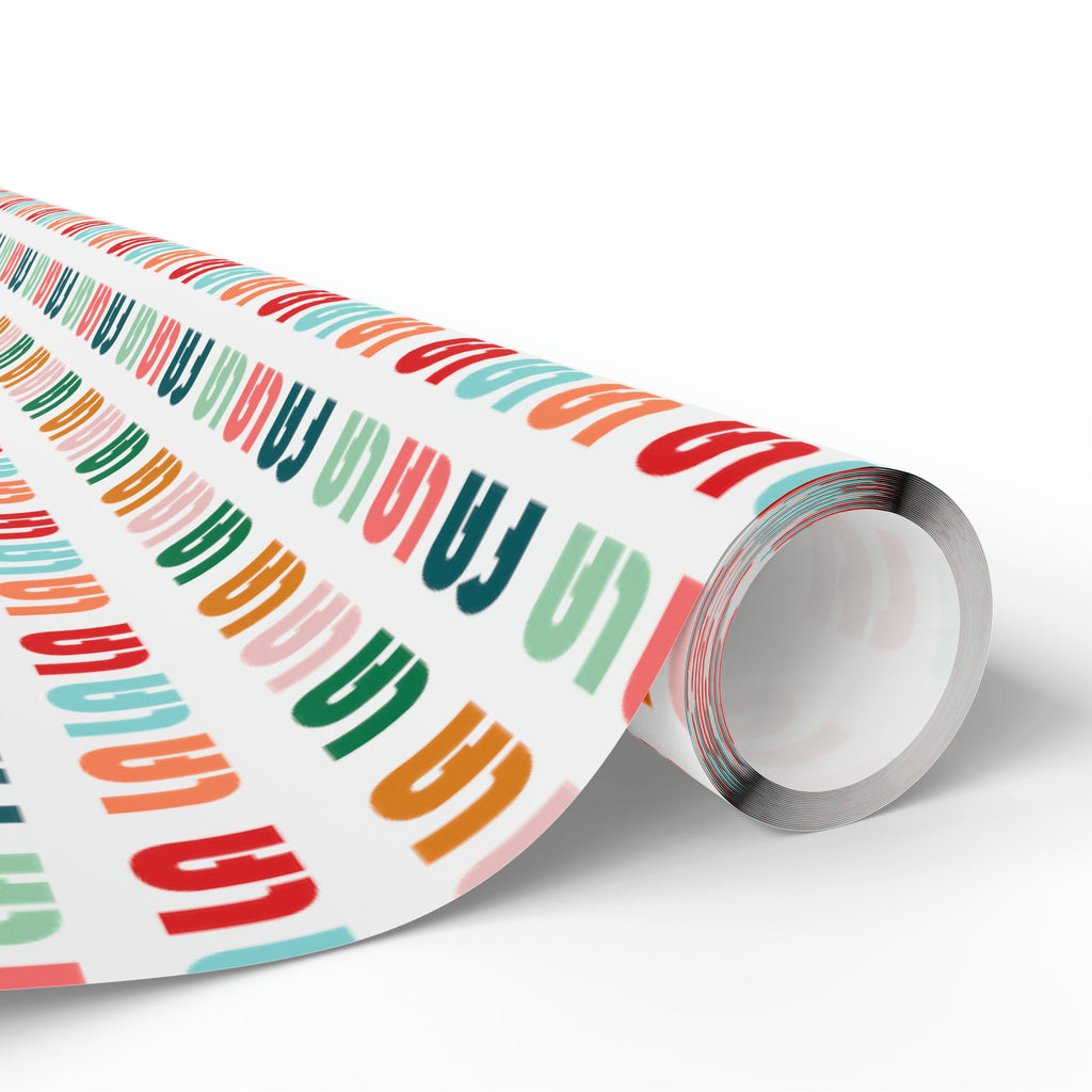 Fa La La La Retro Style Christmas Print Holiday Gift Wrap Paper - Glossy Or Matte