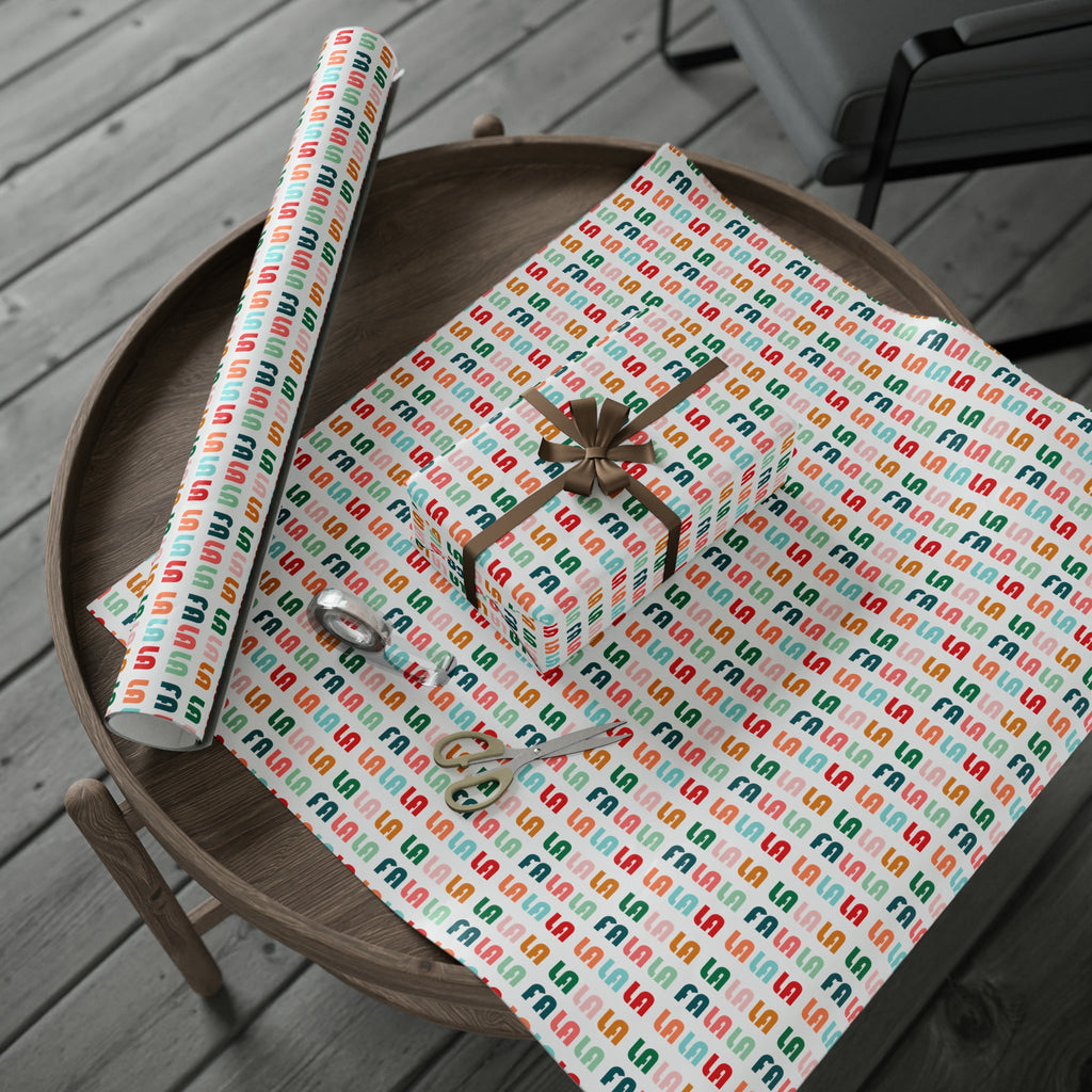 Fa La La La Retro Style Christmas Print Holiday Gift Wrap Paper - Glossy Or Matte