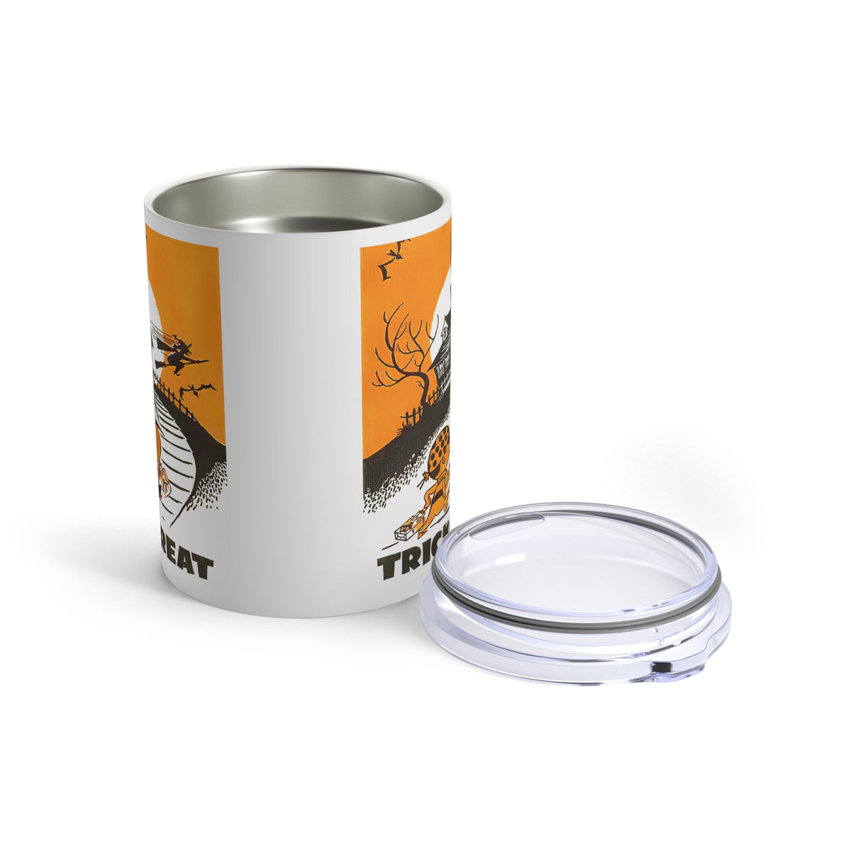 Trick Or Treat Haunted House Retro Halloween Print Stainless Steel Tumbler 10oz