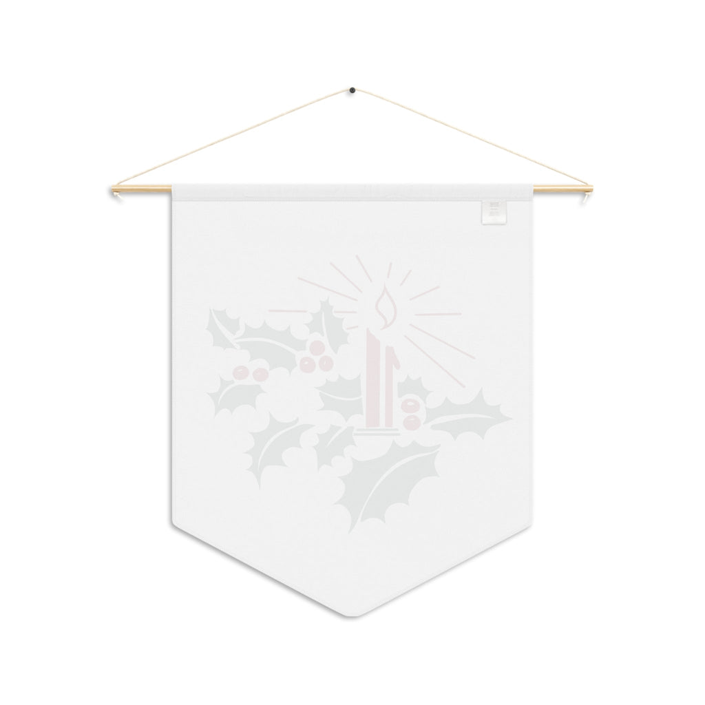 Christmas Candle Holly Retro Mid Century Decor Christmas Print Wall Hanging Banner Flag