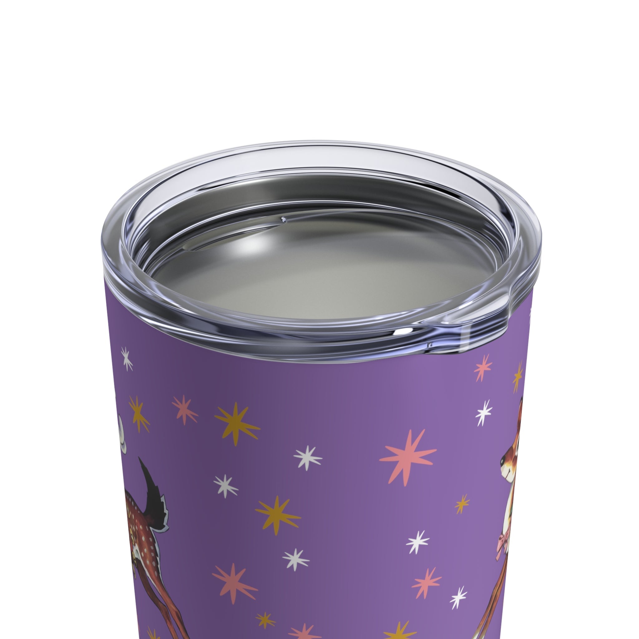 Christmas Reindeer Mid Century Retro Christmas Print Purple Stainless Steel Tumbler 10oz