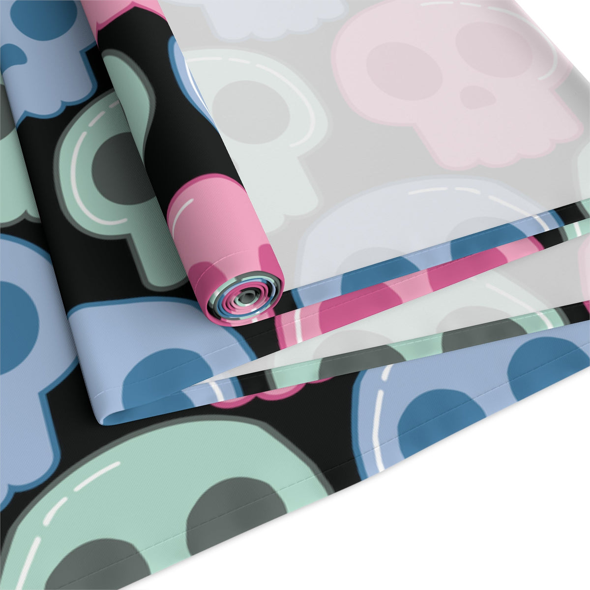 Pastel Goth Skulls Cute Halloween Black Decor Cotton Poly Table Runner