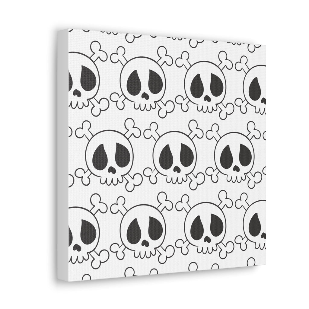 Cute Skulls Halloween Black And White Print Canvas Gallery Wrap