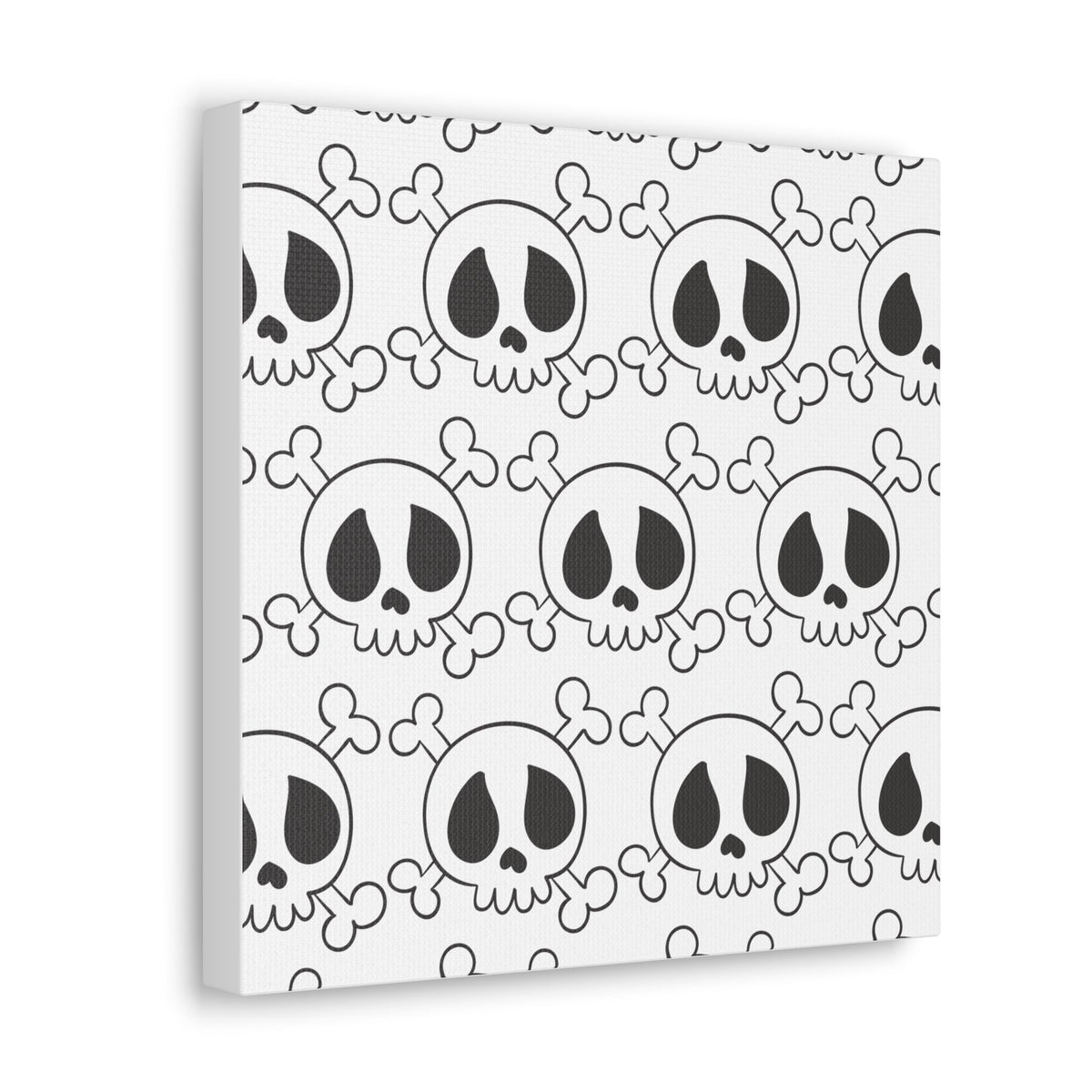 Cute Skulls Halloween Black And White Print Canvas Gallery Wrap