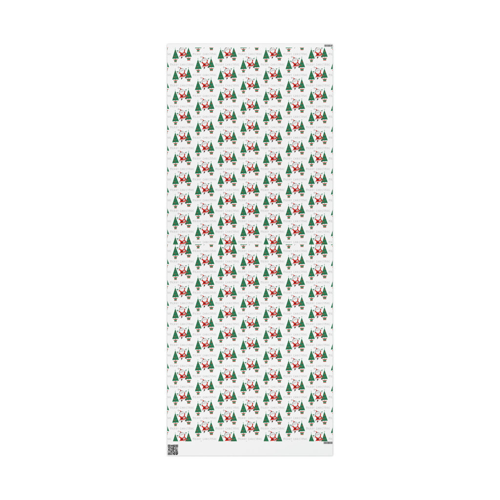 Merry Christmas Santa Christmas Trees Mid Century Retro Christmas Print Holiday Gift Wrap Paper - Glossy Or Matte