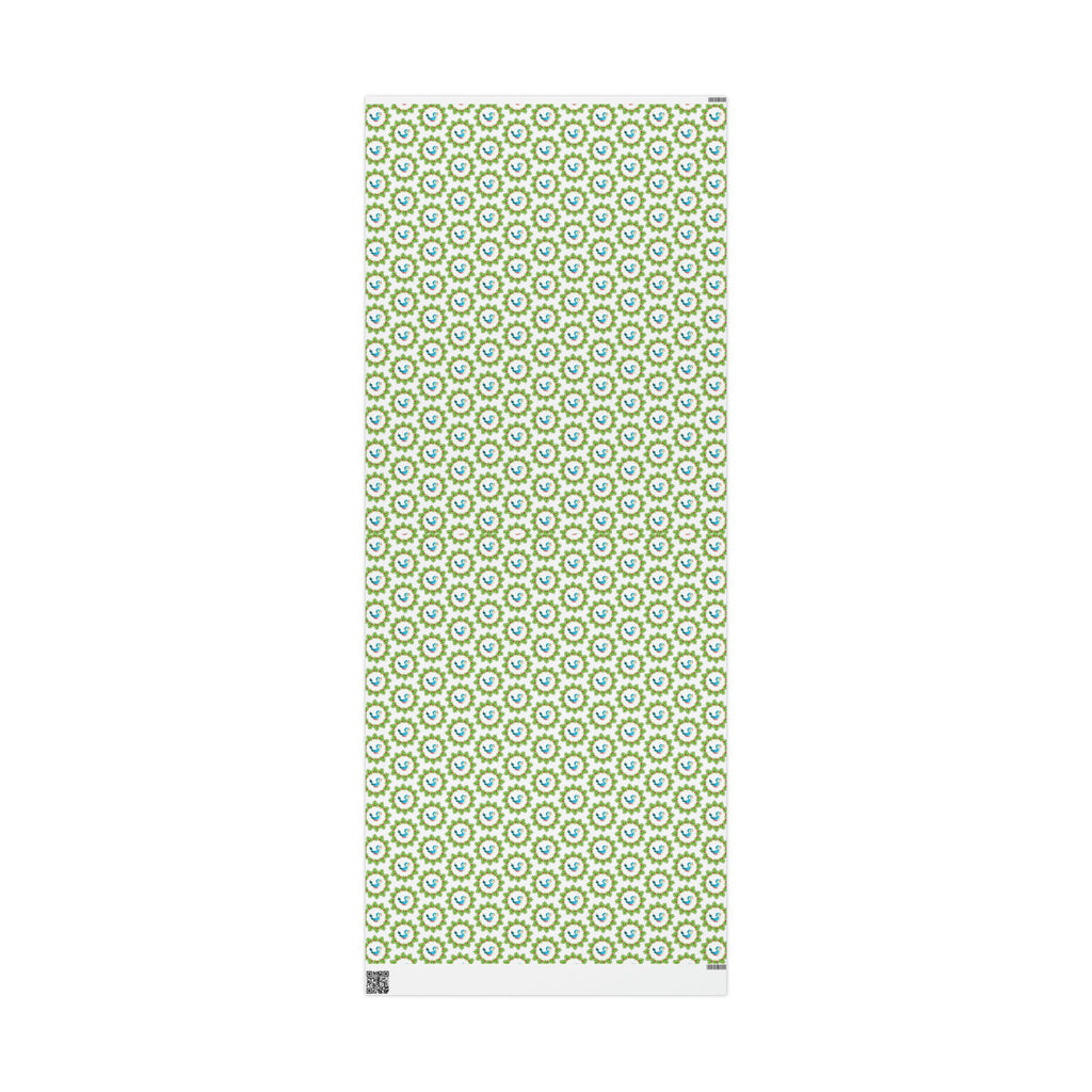 Christmas Bluebirds In Holly Wreath Mid Century Retro Christmas Print Holiday Gift Wrap Paper - Glossy Or Matte