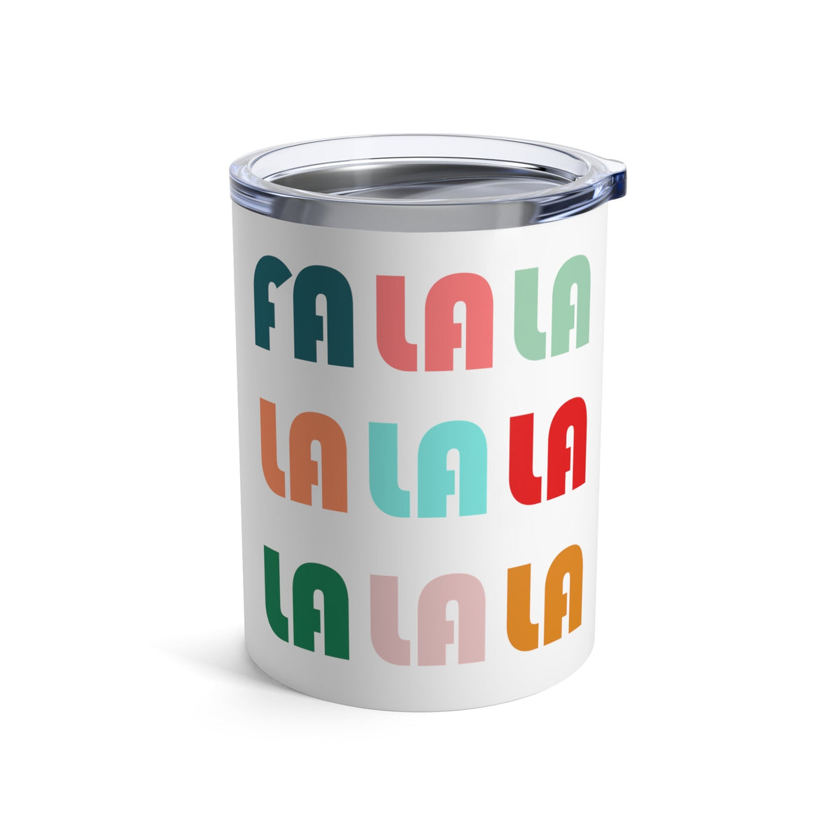 Fa La La La Retro Style Christmas Print Stainless Steel Tumbler 10oz