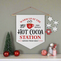 Warm Up At The Hot Cocoa Station Christmas Wall Hanging Banner Flag