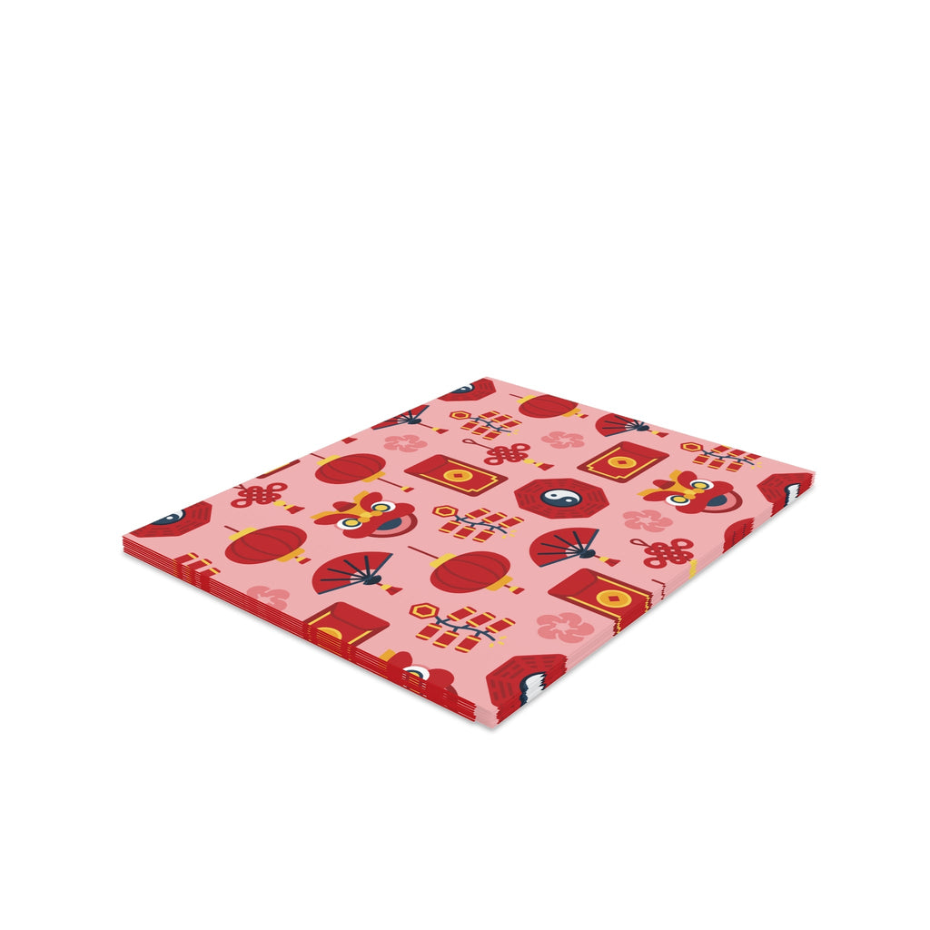 Lunar New Year Of The Dragon Spring Festival Holiday Matte Greeting Cards (8, 16, and 24 pcs)