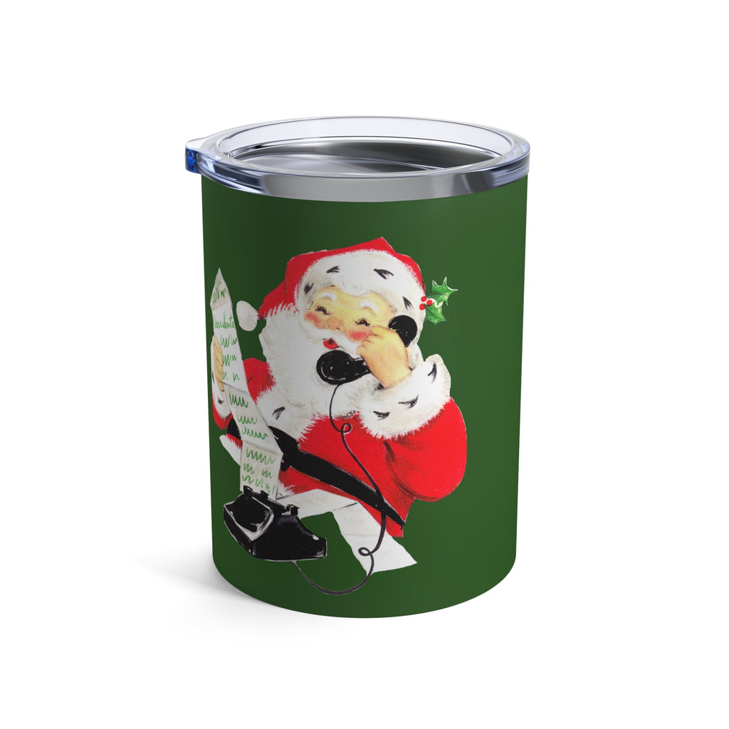 Santa Checking His List On Telephone Vintage Retro Christmas Print Stainless Steel Tumbler 10oz