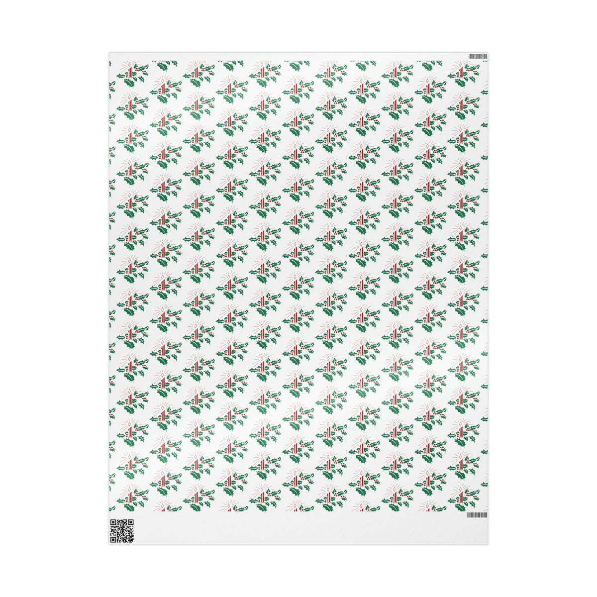 Christmas Candles With Holly Mid Century Retro Christmas Print Holiday Gift Wrap Paper - Glossy Or Matte