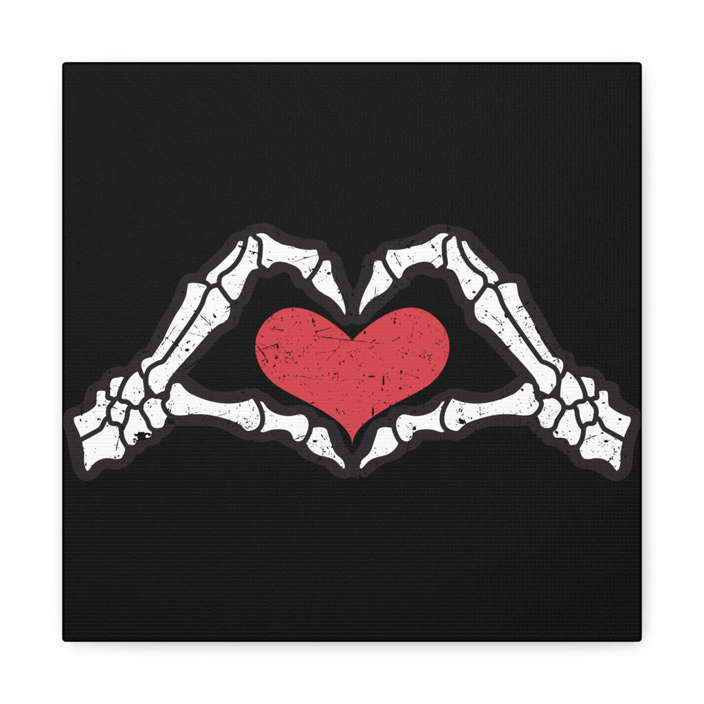 Skeleton Heart Hands Distressed Style Print Canvas Gallery Wrap