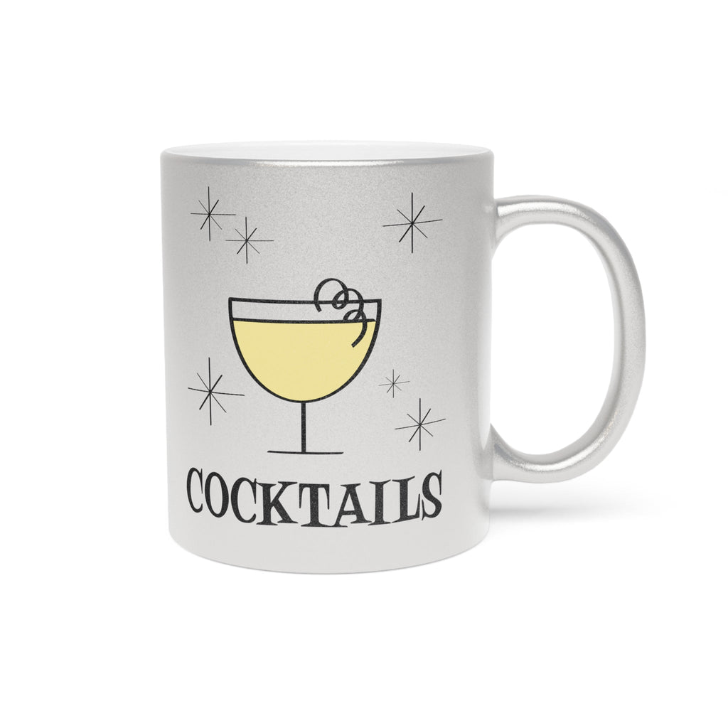 Cocktails Retro Style Silver Metallic Mug