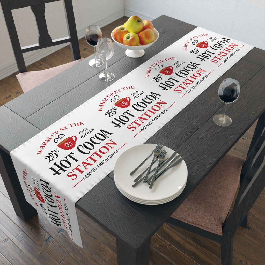 Warm Up At The Hot Cocoa Station Christmas Table Runner