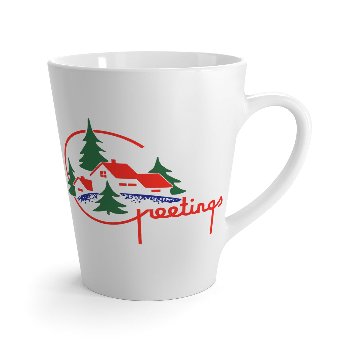Greetings Retro Christmas Print Latte Coffee Mug