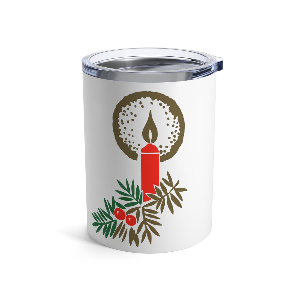 Christmas Candle Holly 50s Mid Century Retro Christmas Print Stainless Steel Tumbler 10oz