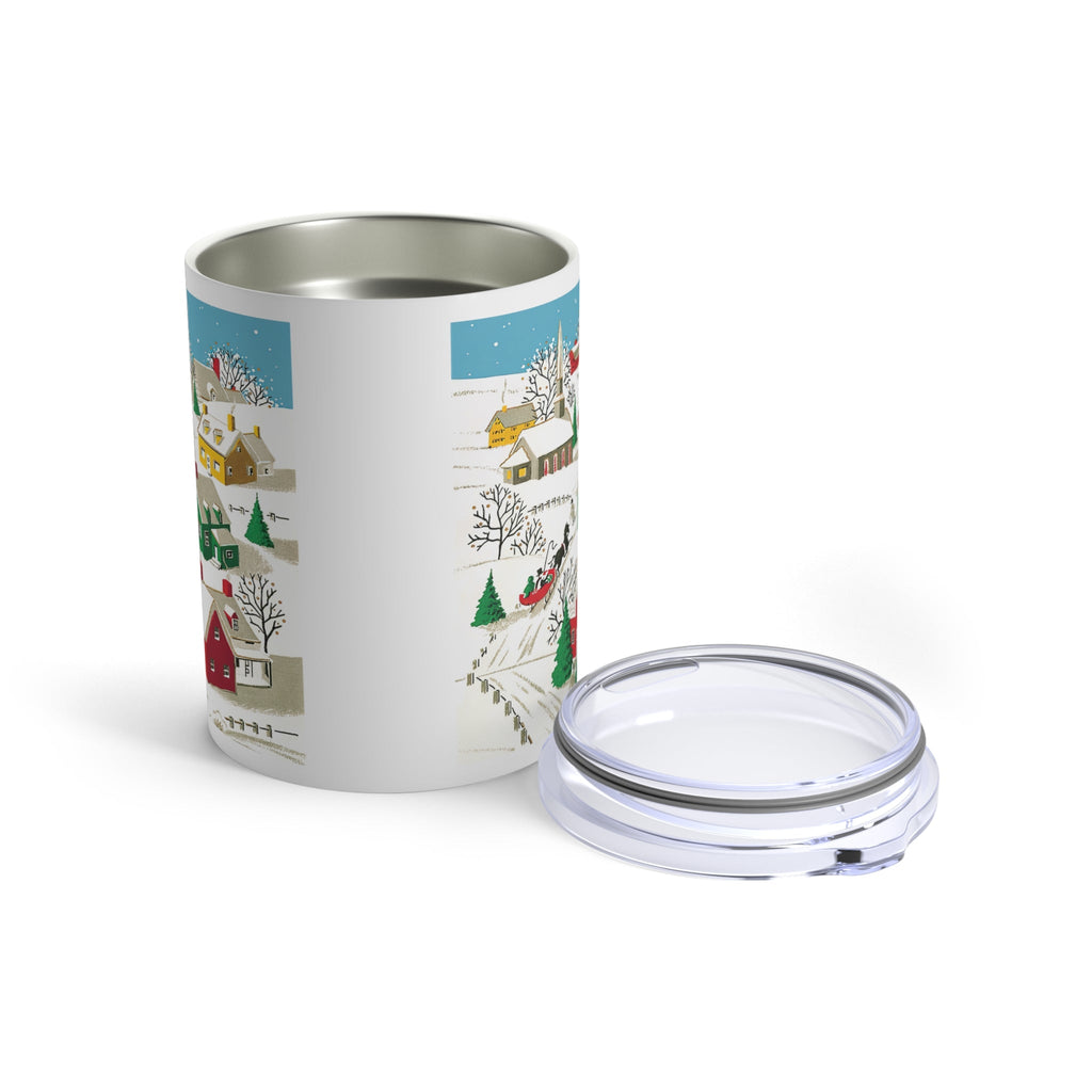 Cozy Winter Village Town Retro Christmas Print Stainless Steel Tumbler 10oz