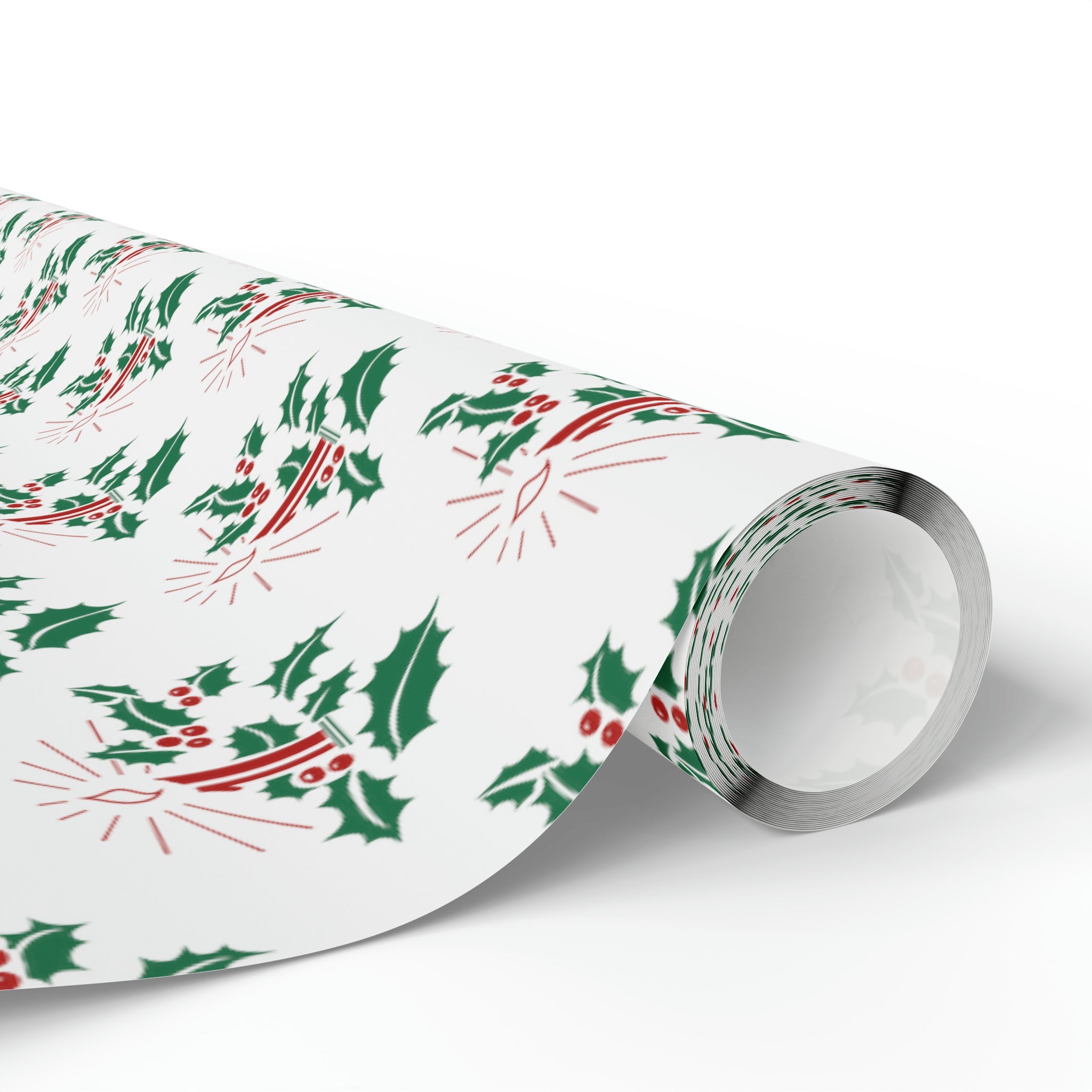 Christmas Candles With Holly Mid Century Retro Christmas Print Holiday Gift Wrap Paper - Glossy Or Matte