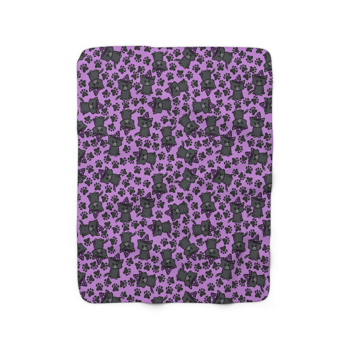 Witchy Kitties Purple Halloween Sherpa Fleece Blanket