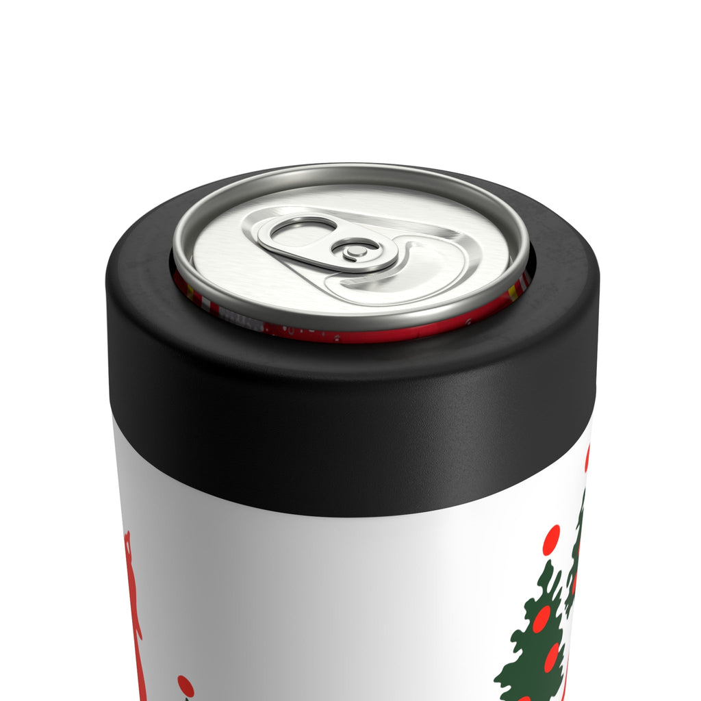 Red Reindeer Christmas Trees Mid Century Retro Christmas Print Stainless Steel Can Holder